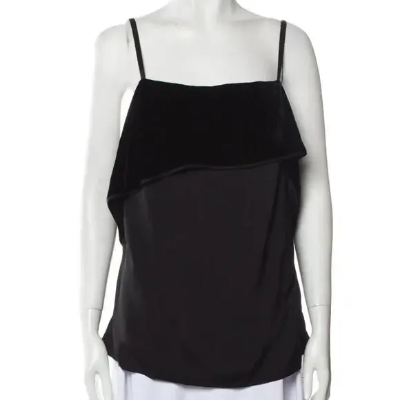 Helmut Lang Layered velvet and sateen camisole